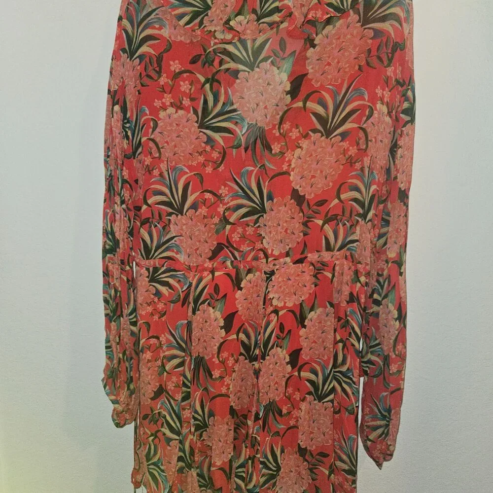 FARM RIO Red pineapple bloom v neck mini dress *flawed* - Picture 8 of 12